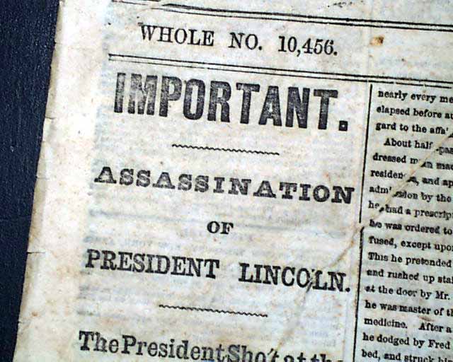 Lincoln Assassination Newspaper