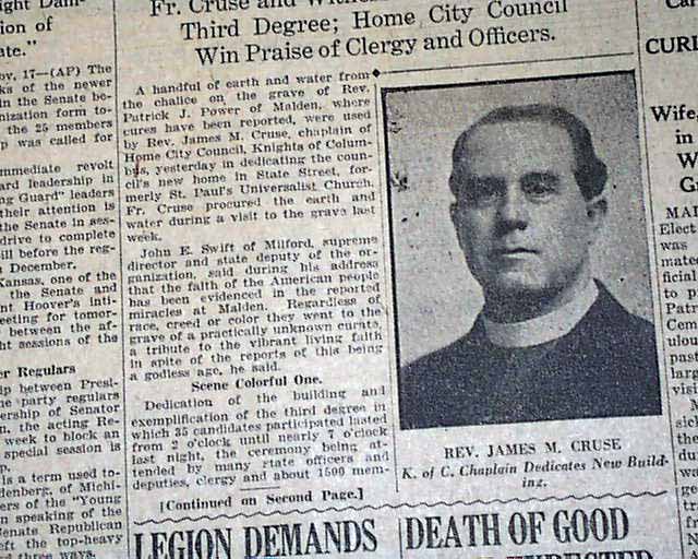 Malden, Massachusetts & Father Power's grave......