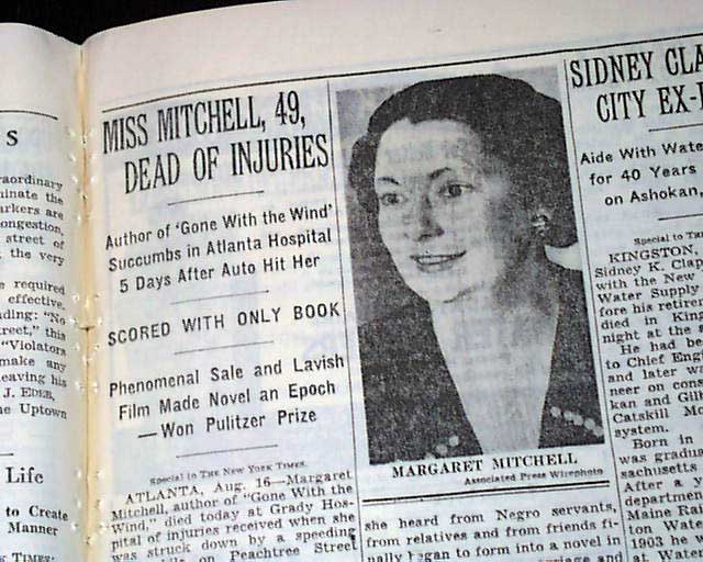 MARGARET MITCHELL Gone With The Wind Author Pulitzer Prize DEATH 1949 ...