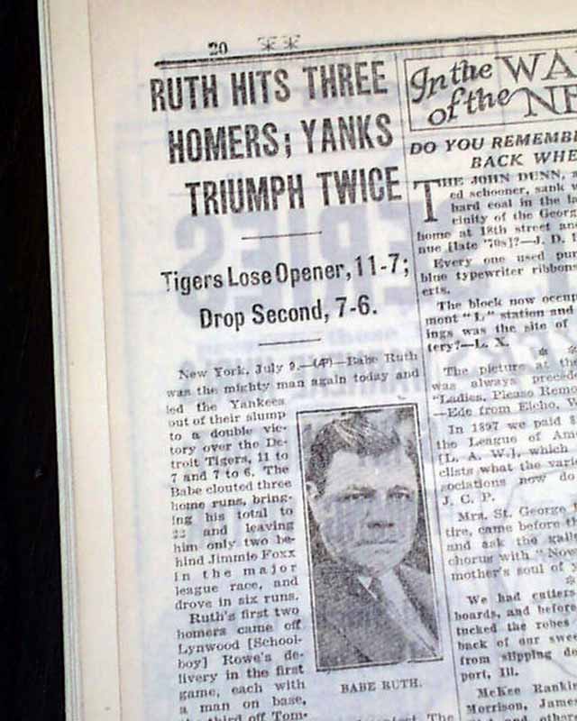 Babe Ruth Photo 3 Home Runs in 1933 