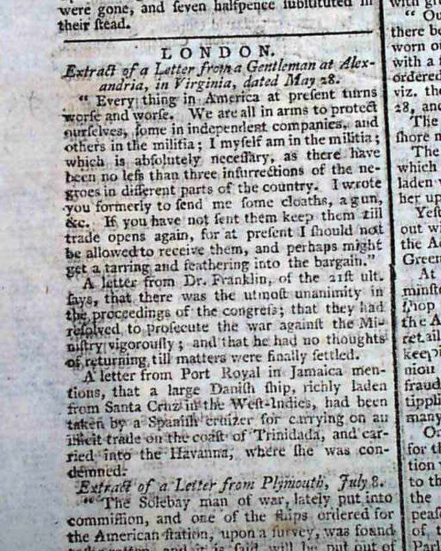 Ben Franklin says America will fight the British...