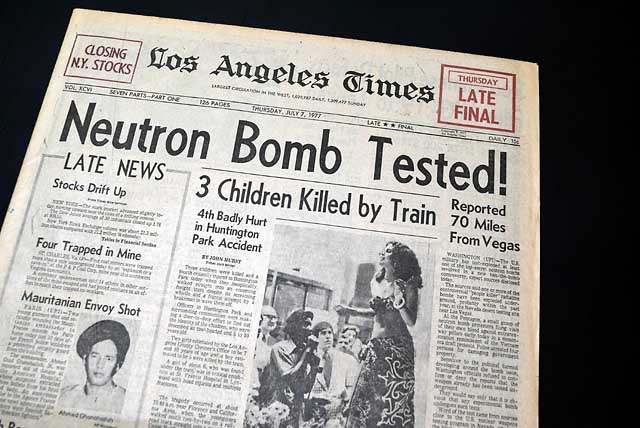 1977 Neutron Bomb testing...