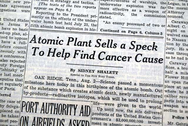 Carbon-14 for cancer research in 1946...