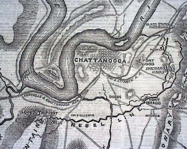 Chattanooga Tn 1863 Civil War Map 1852