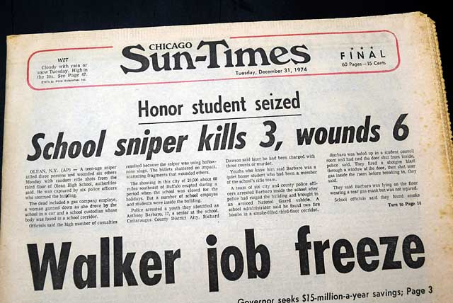 CHICAGO SUN-TIMES, Dec. 31, 1974&nbsp;* Olean High School shooting...