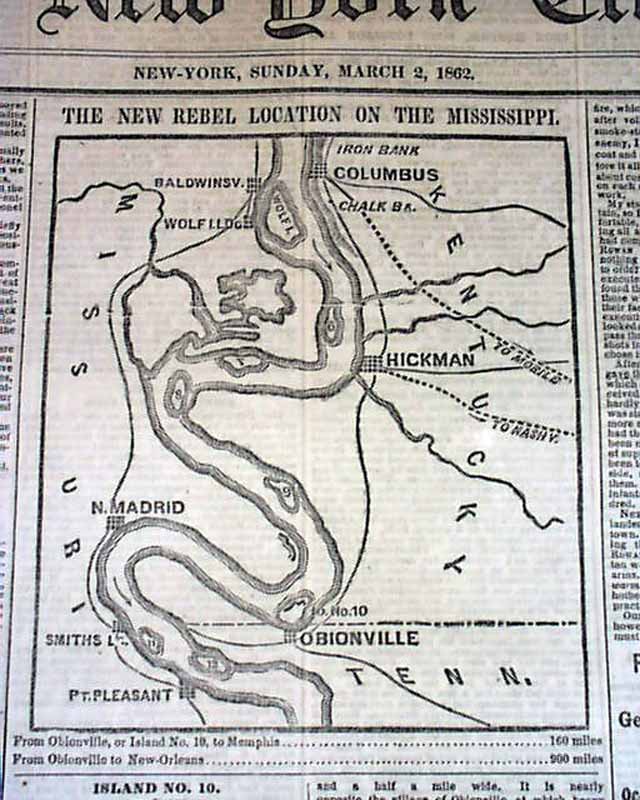 1862 Civil War Map Hickman KY