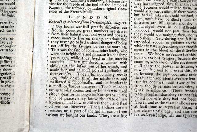 Indian brutalities...   Inoculating Indians for smallpox...