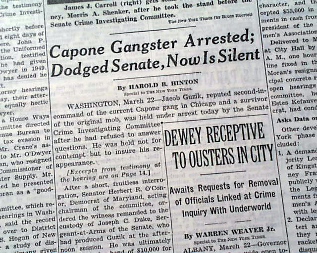 1951 Rosenberg's spy trial... Al Capone affiliate arrested...