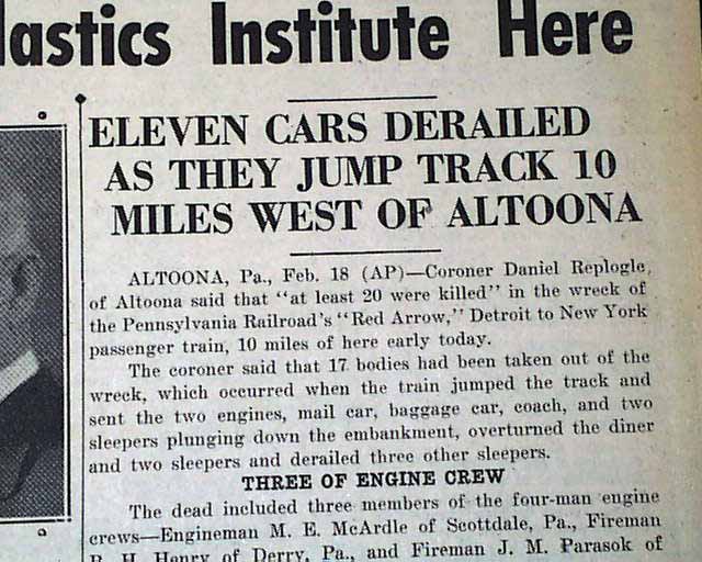 Altoona, Pennsylvania's Horseshoe Curve Train Wreck...