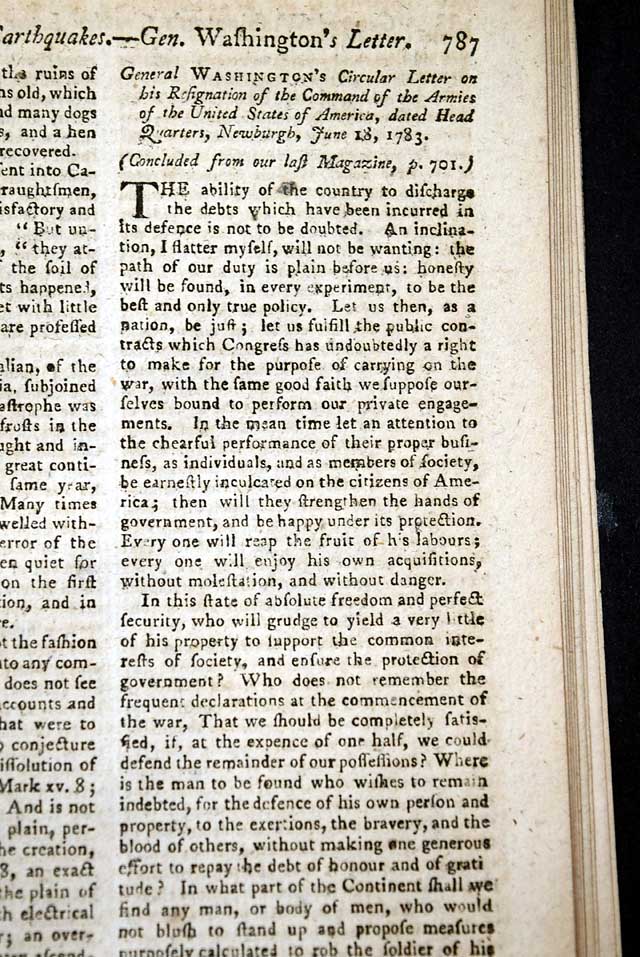 Washington's letter resigning as commander-in-chief...