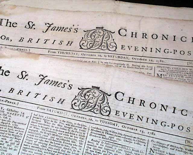 Ten London newspapers from 1782... - RareNewspapers.com