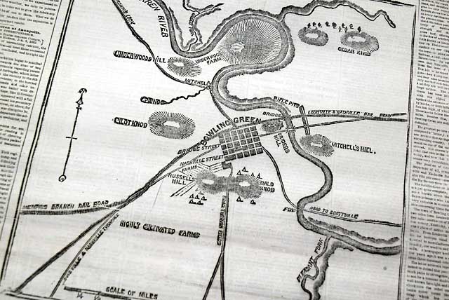 Large Civil War map of the Bowling Green area...