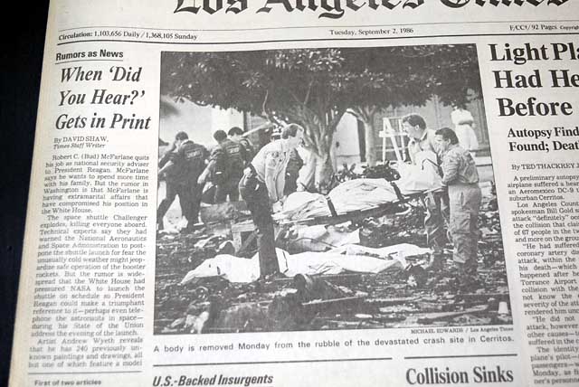 1986 Cerritos, Los Angeles airplane collision disaster...