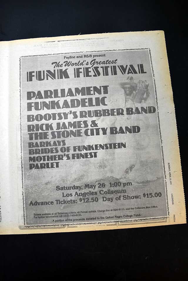1989 "World's Greatest Funk Festival" live L.A. concert advertisement...