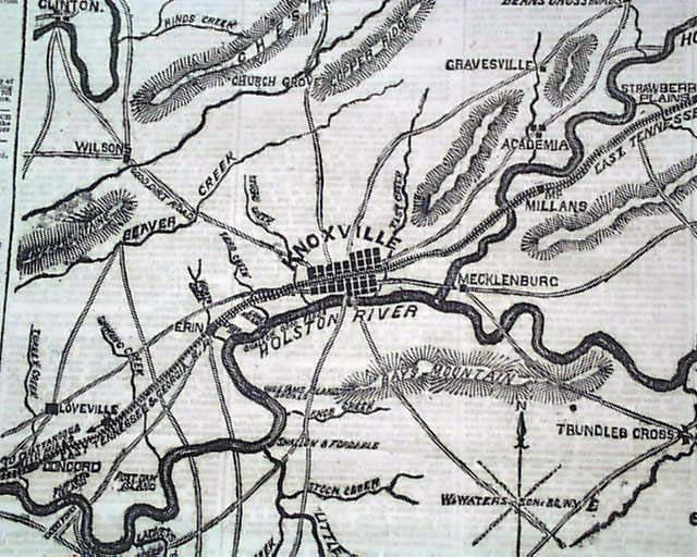 Siege Of Knoxville Tn 1863 Civil War Map 5033