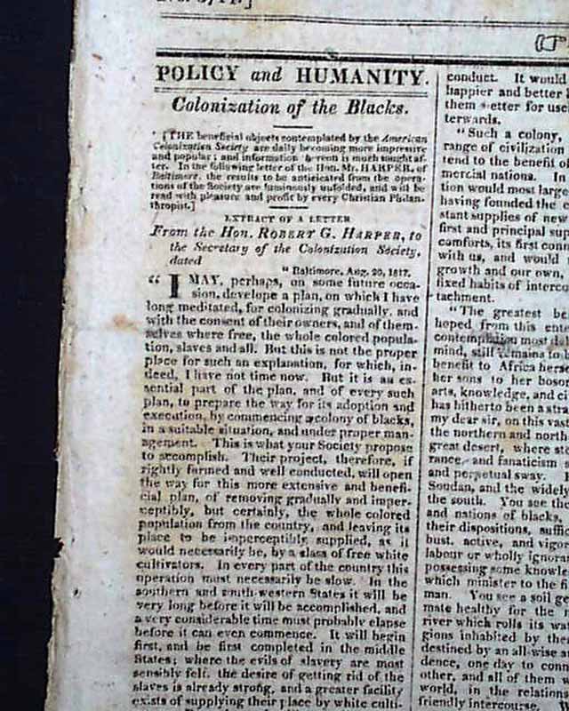 Colonization of the Blacks...