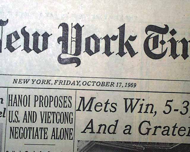 October 16, 1969: Miracle Mets become first expansion team to win a World  Series – Society for American Baseball Research