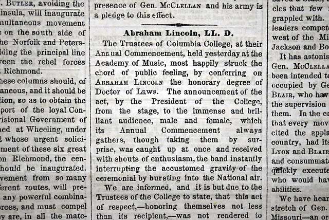 Lincoln gets his law degree...   Before the battle of Bull Run....