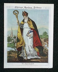 A full front page color print of Saint Patrick...