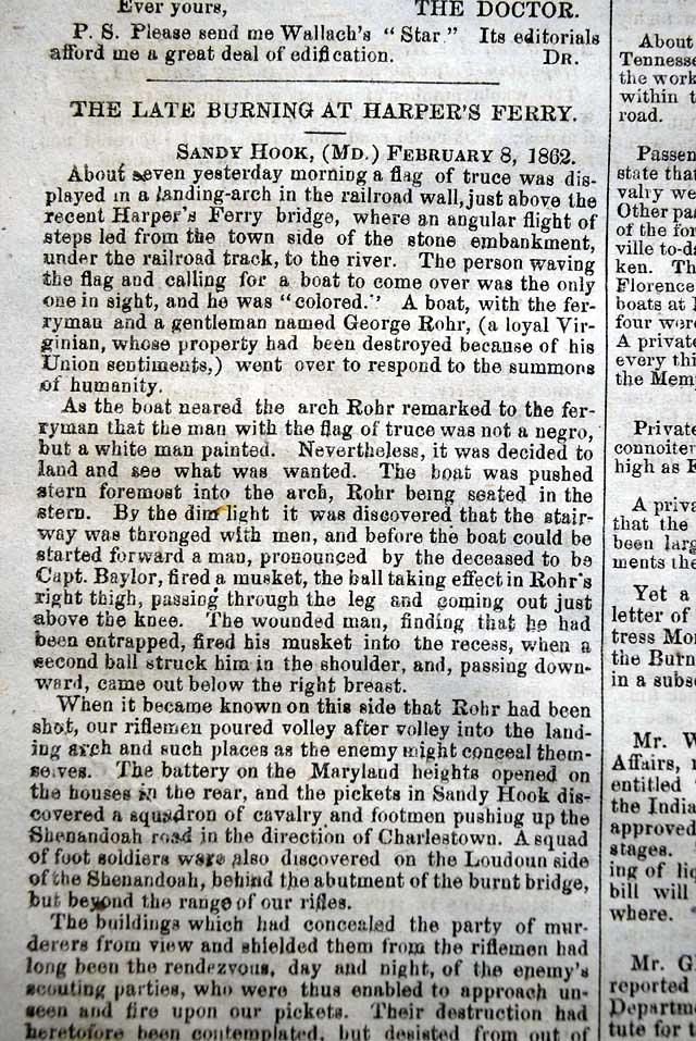 Elizabeth City and Harper's Ferry burned...