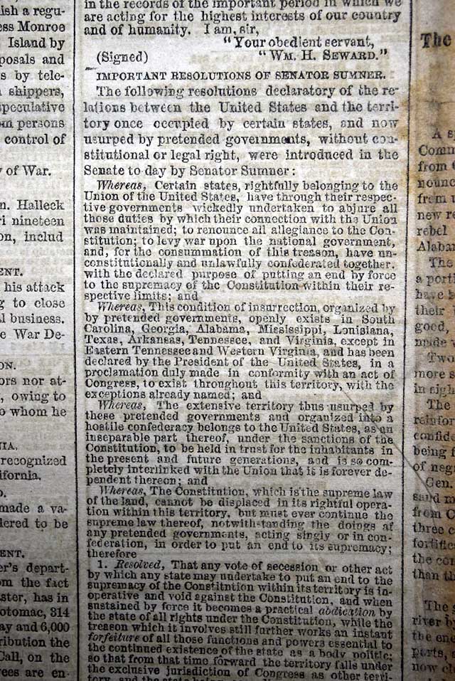 Senator Charles Sumner's "State Suicide Theory"...