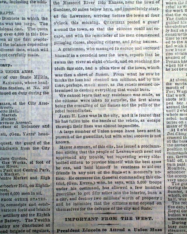 The Lawrence, Kansas massacre by Quantrill....