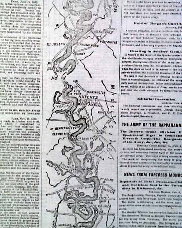 1863 Civil War Map Mississippi River.....