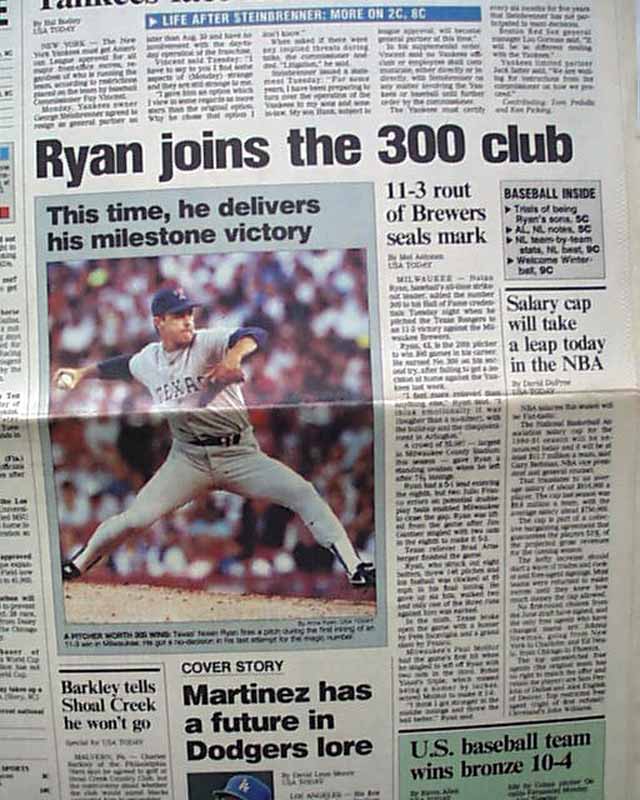 July 31, 1990: The Ryan Express wins 300th career game – Society