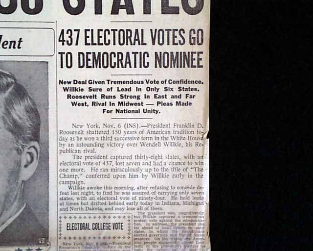 Roosevelt Wins 1940 Election