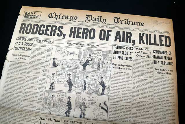 Aviator John A. Rodgers killed in 1926...