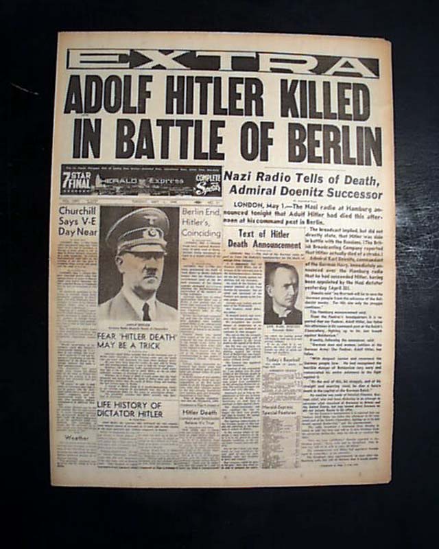 Death of Adolph Hitler...