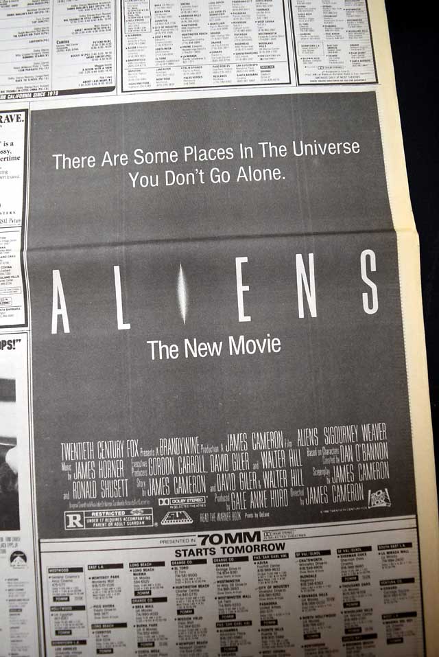 Premiere of "Aliens", in a Los Angeles newspaper...