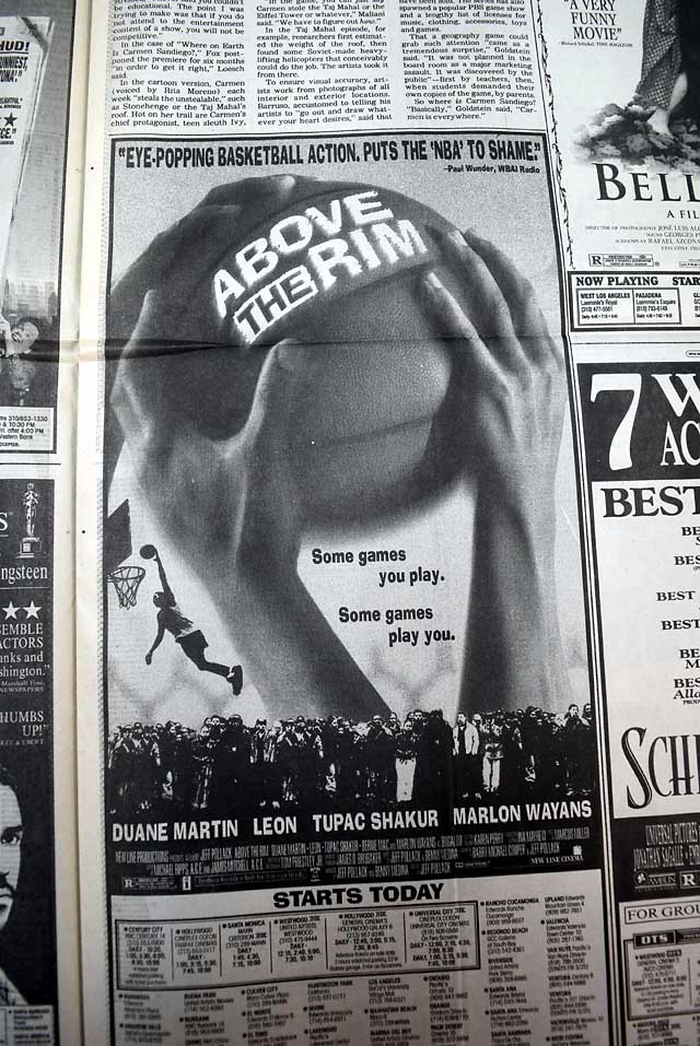Review & premiere of "Above the Rim", in a Los Angeles newspaper...