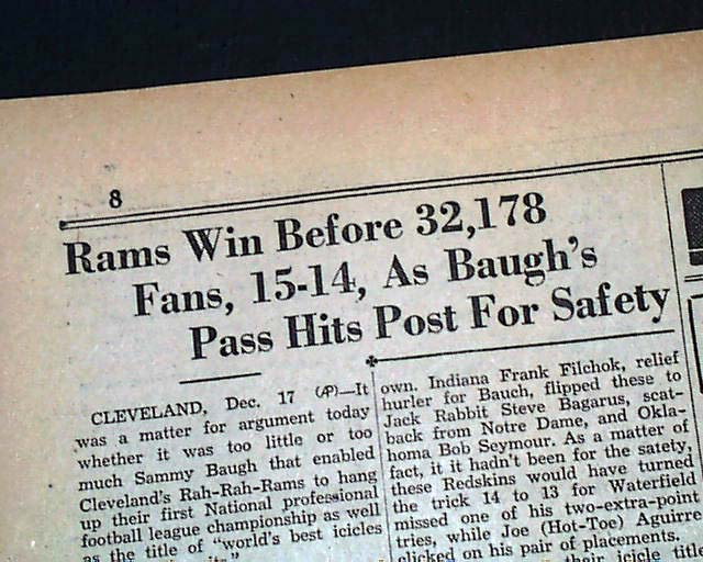 Cleveland Rams championship a moment of fickle football luck