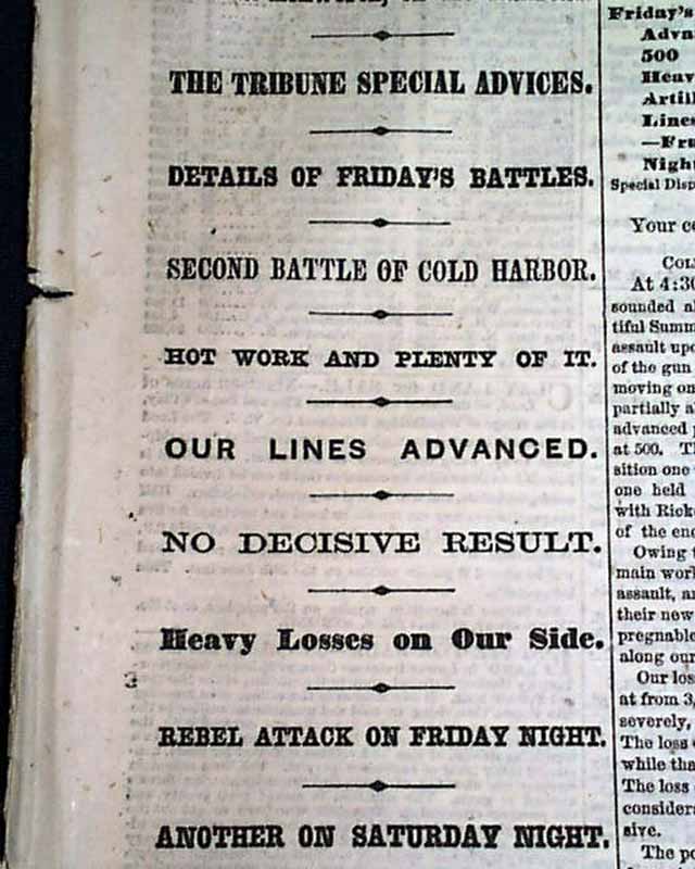 1864 Cold Harbor Civil War..... - RareNewspapers.com