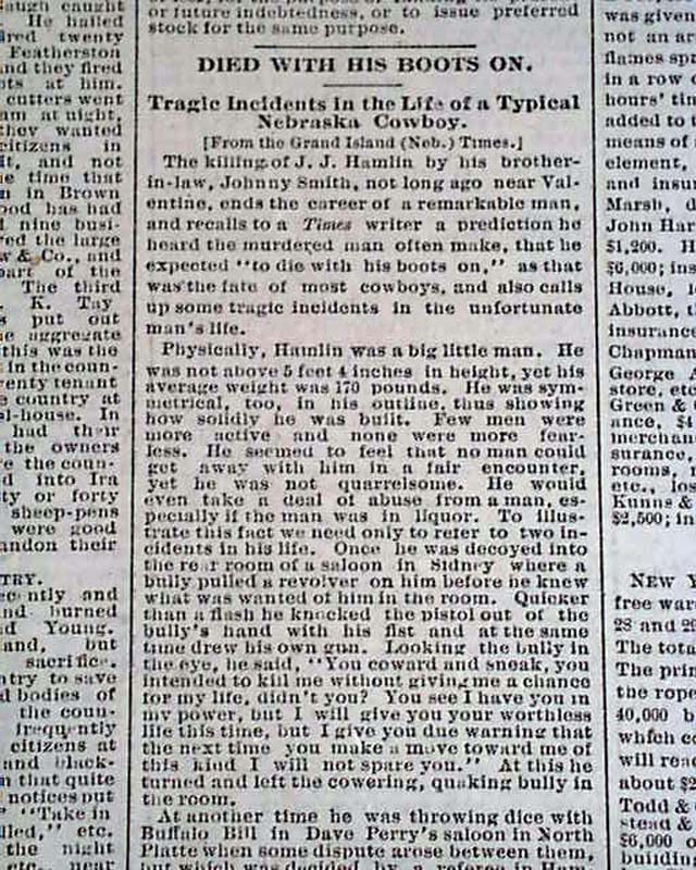 "Died with his boots on" and an encounter with Buffalo Bill Cody...