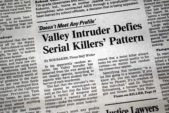 Richard Ramirez, the 'Night Stalker', in a Los Angeles newspaper...
