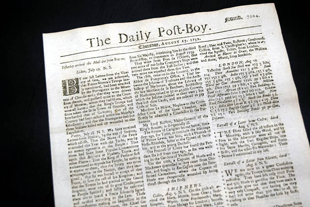 An early 1732 London newspaper...