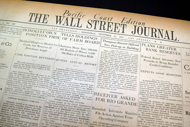Wall Street Journal from the Great Depression...
