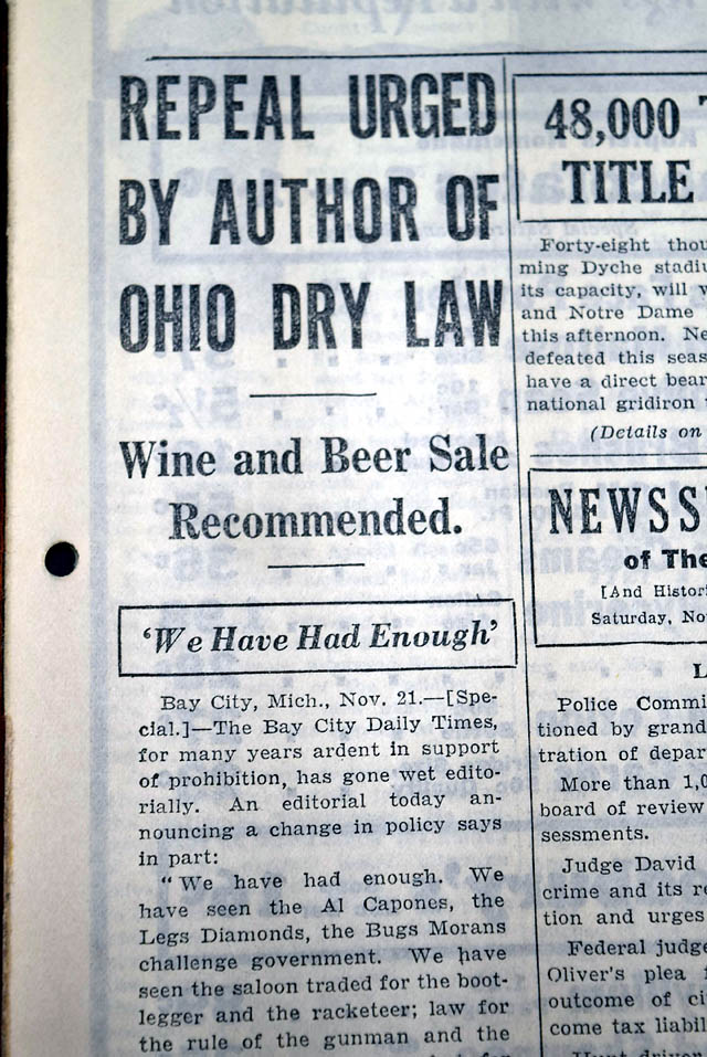 1930 anti-prohibition moverment... gangster era...