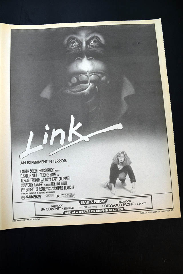 1986 opening day premiere of "Link" film advertisement...