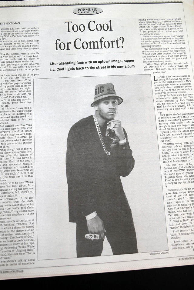 1990 Rapper L.L. Cool J editorial w/ photo...