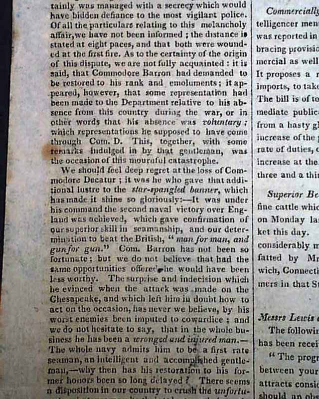 Death of Stephen Decatur by duel... - RareNewspapers.com