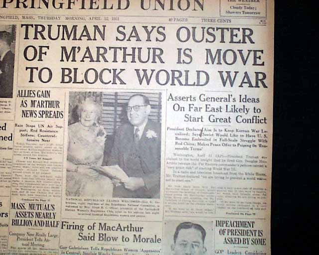 Douglas MacArthur Fired 1951... - RareNewspapers.com