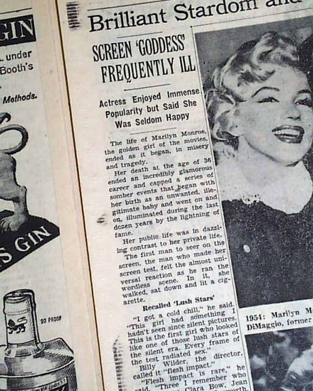 Newspapers.com - 65 years ago today, actress Marilyn Monroe