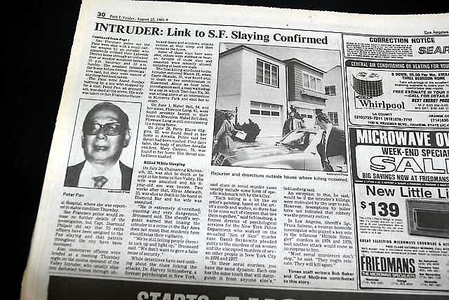 Richard Ramirez, the 'Night Stalker', in a Los Angeles newspaper...