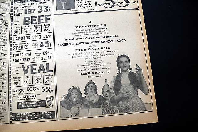 The "Wizard of Oz" film debuts on television....