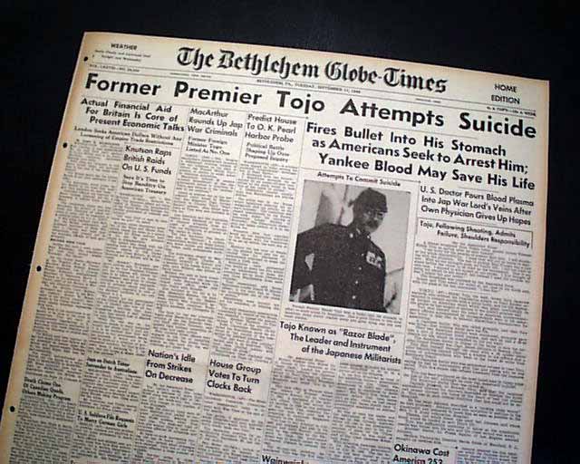 Hideki Tojo attempted suicide.... - RareNewspapers.com