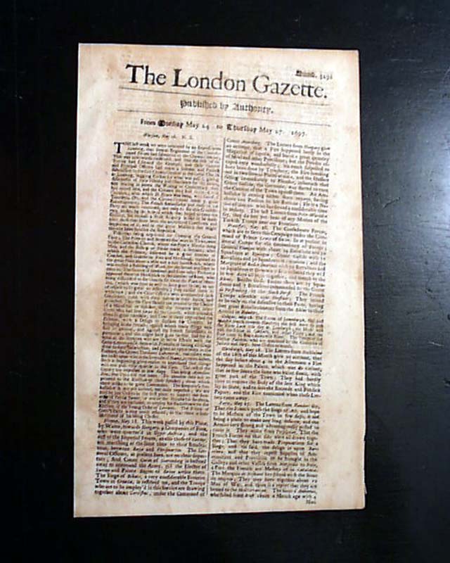 Genuine London Gazette newspaper from 1692... - RareNewspapers.com