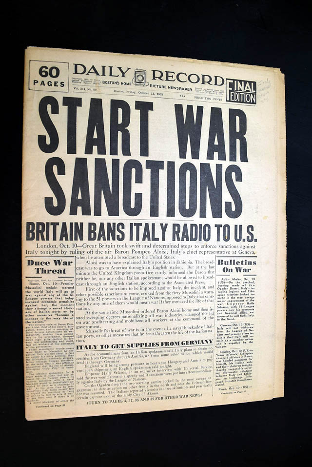 Italy's invasion of  Ethiopia in 1935...  